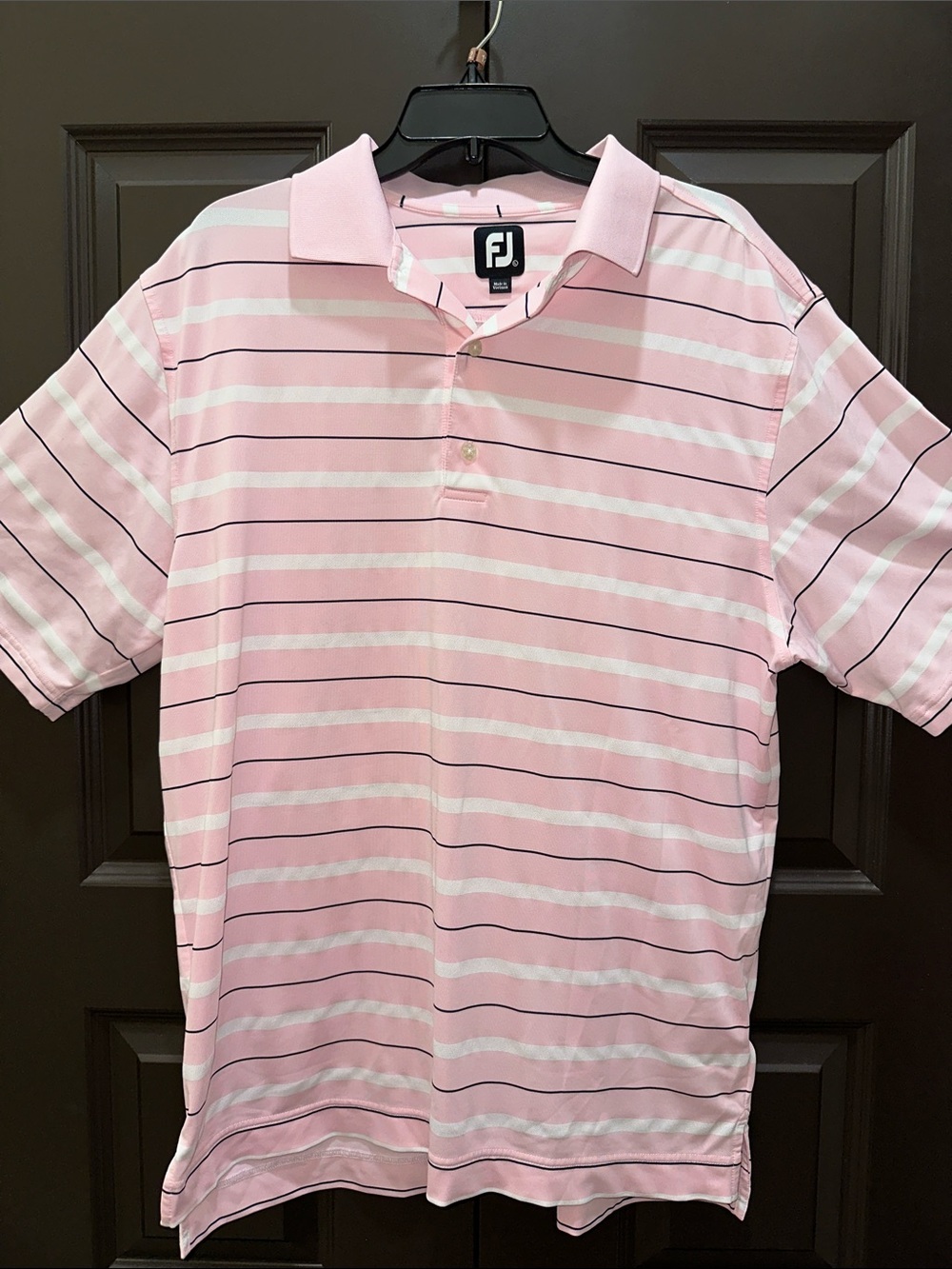 FootJoy Men’s Pink and White Striped Golf Polo